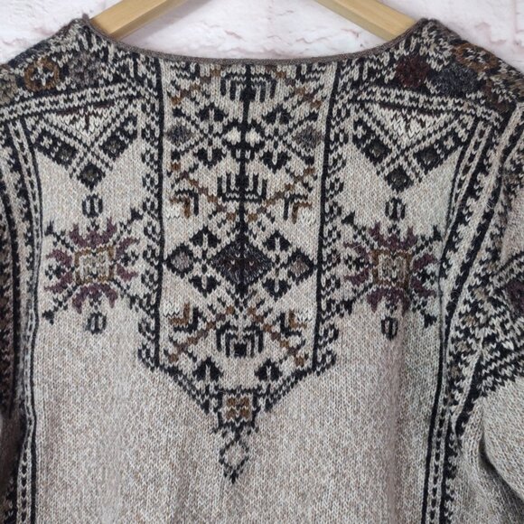 Invisible World 100% Alpaca V-Neck Sweater Large Hand Loomed Juneau Alaska - Picture 7 of 11